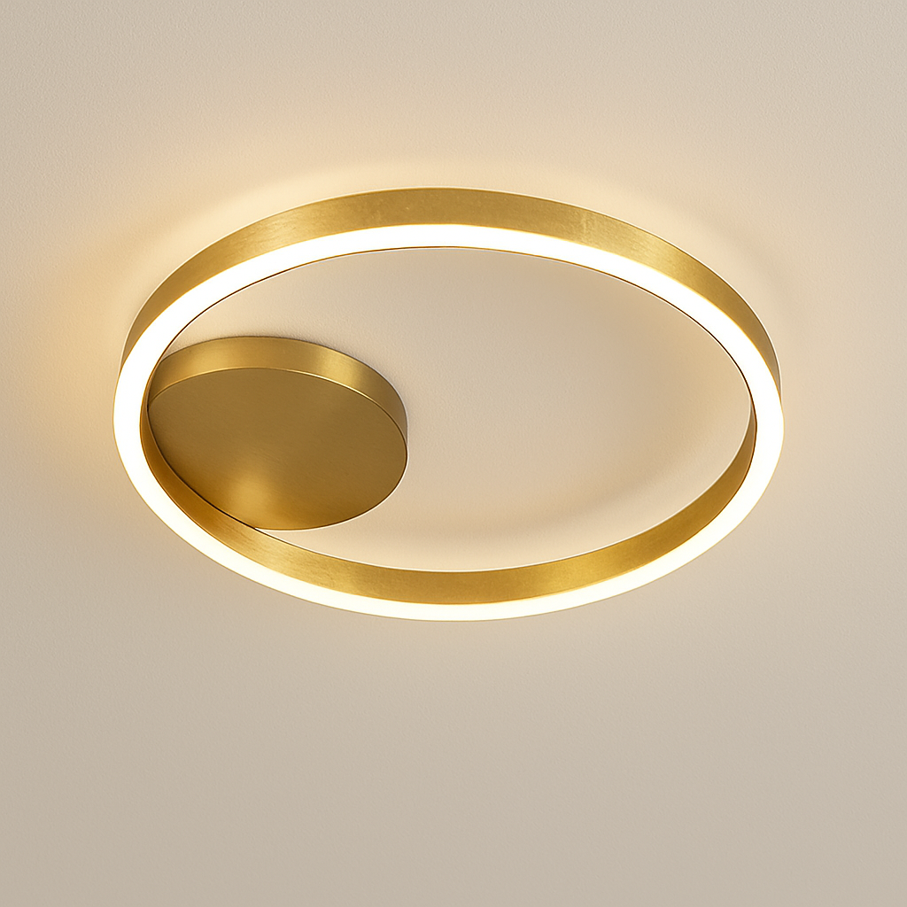 plafonnier led rond doré avec abat-jour acrylique créatif - vue 6 sur 15