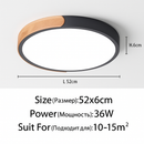 Plafonnier LED rond en métal et bois arrondi Macaron