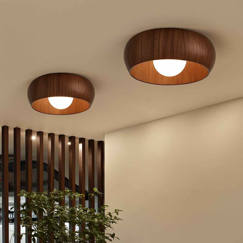 plafonnier minimaliste style rétro en bois créatif pour intérieur décoratif