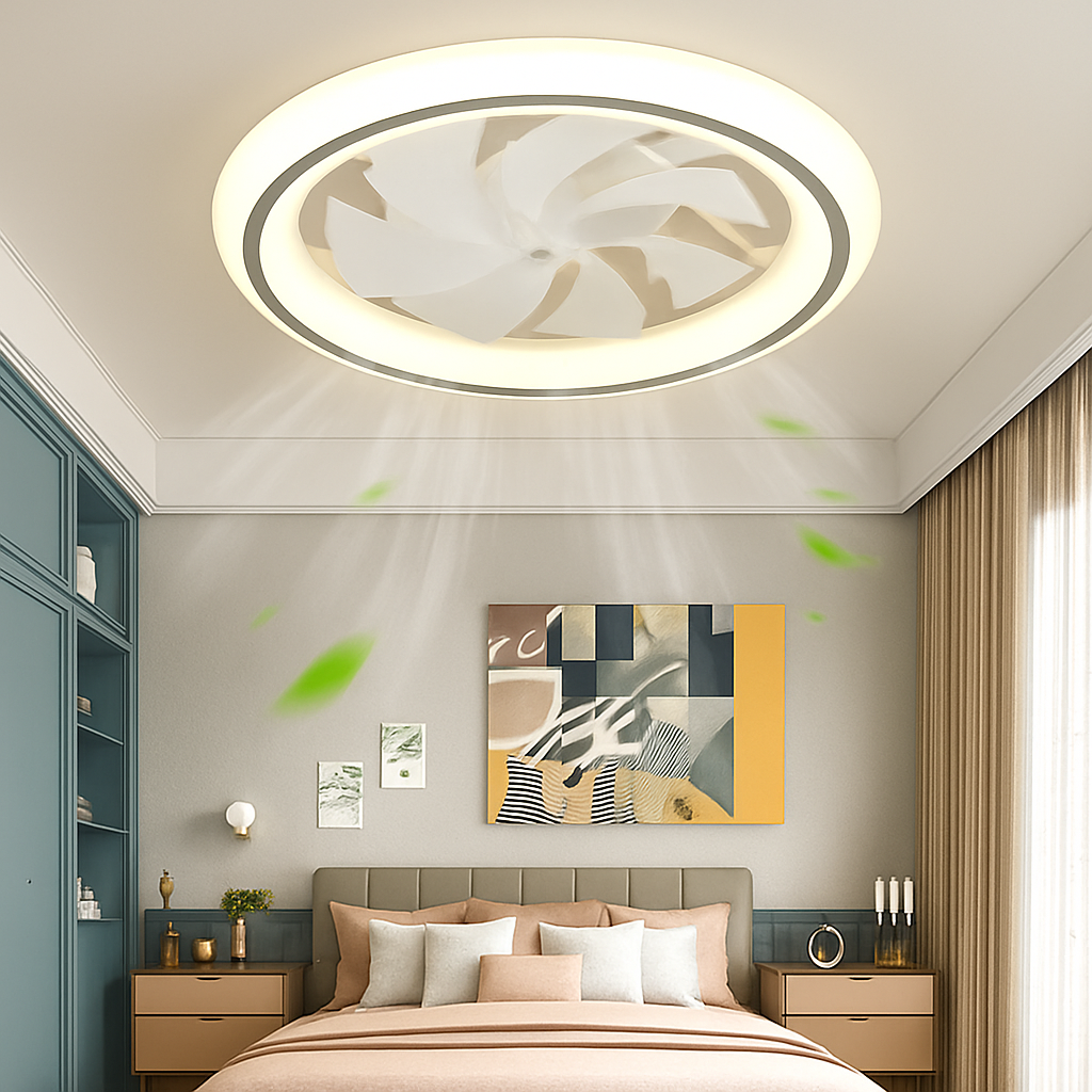 plafonnier moderne avec télécommande et 3 vitesses de ventilation - vue 2 sur 8