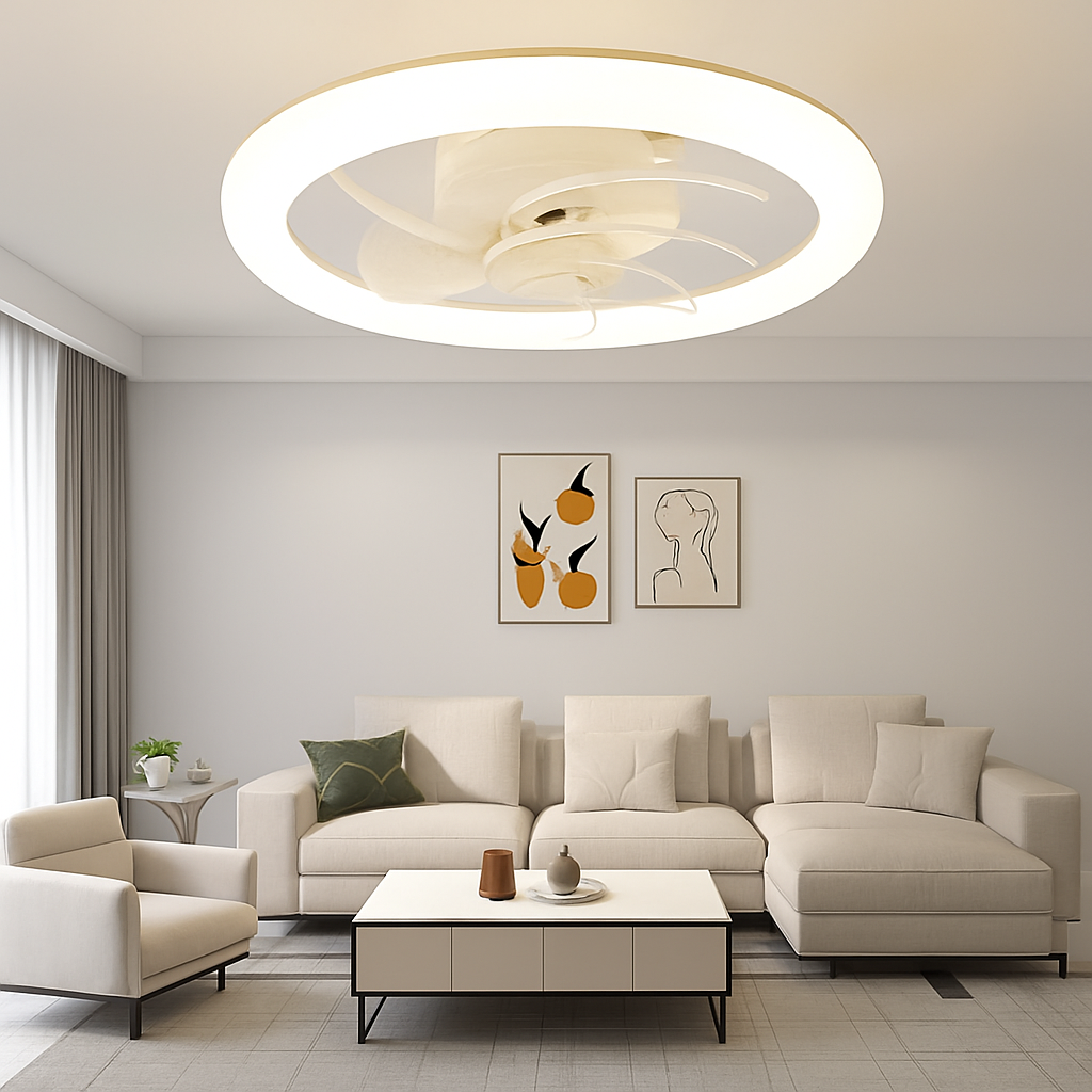 plafonnier moderne avec télécommande et 3 vitesses de ventilation - vue 7 sur 8