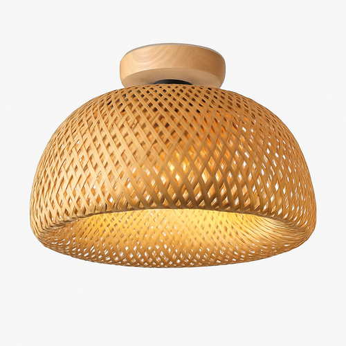 Plafonnier moderne ronde en bambou naturel Solferino