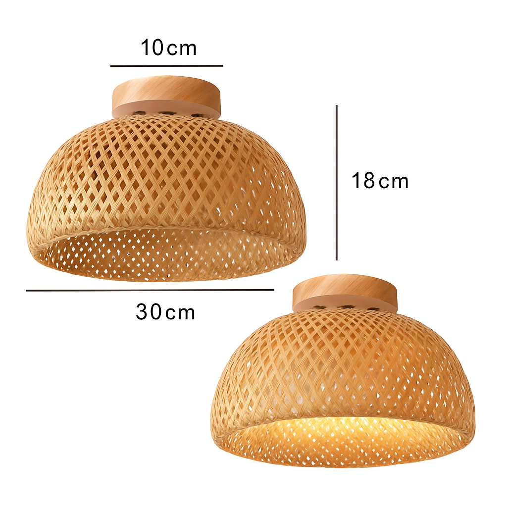 Plafonnier moderne ronde en bambou naturel Solferino - vue 7 sur 6