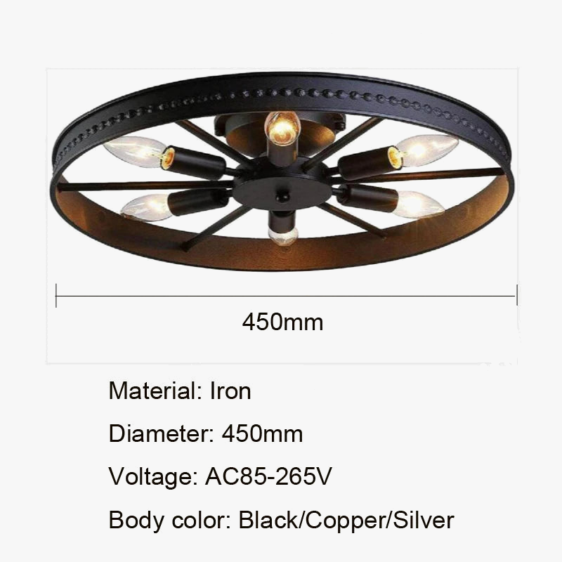 plafonnier rond en fer design industriel rétro décoratif