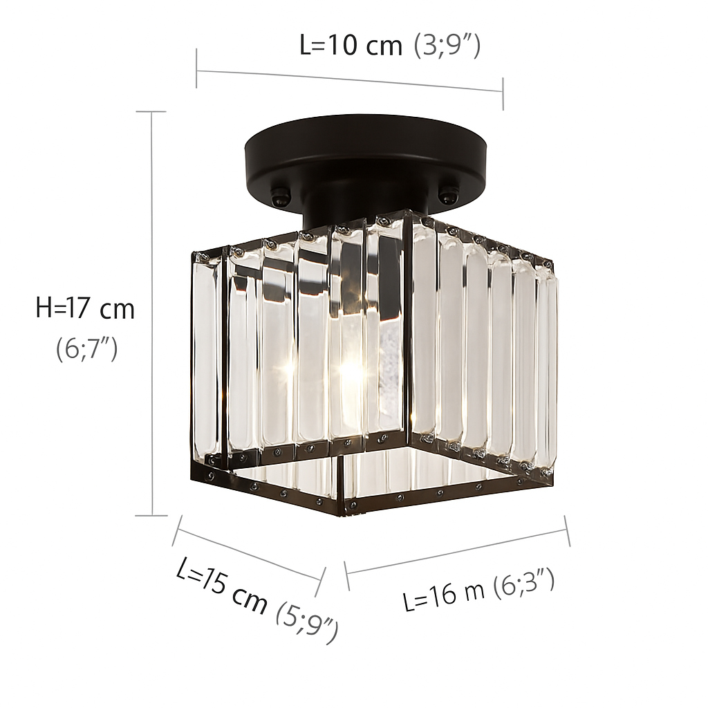 Plafonnier rond ou carré en cristal de verre Luxury - vue 10 sur 11