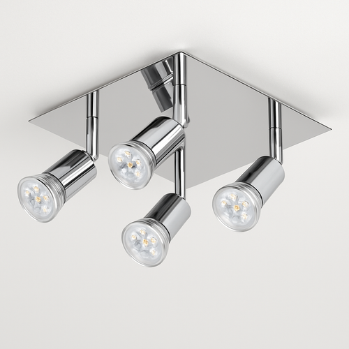 Plafonnier à spots LED dirigeables chromé Satin