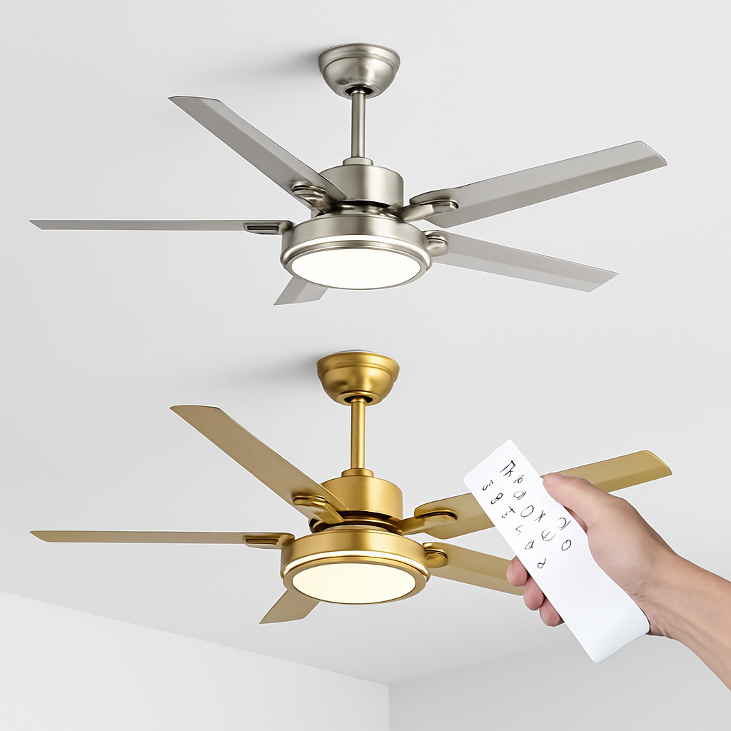 plafonnier ventilateur moderne avec télécommande et éclairage led