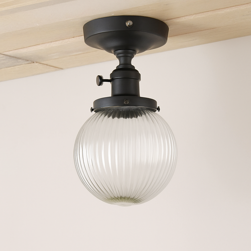 Plafonnier vintage industriel avec boule en verre