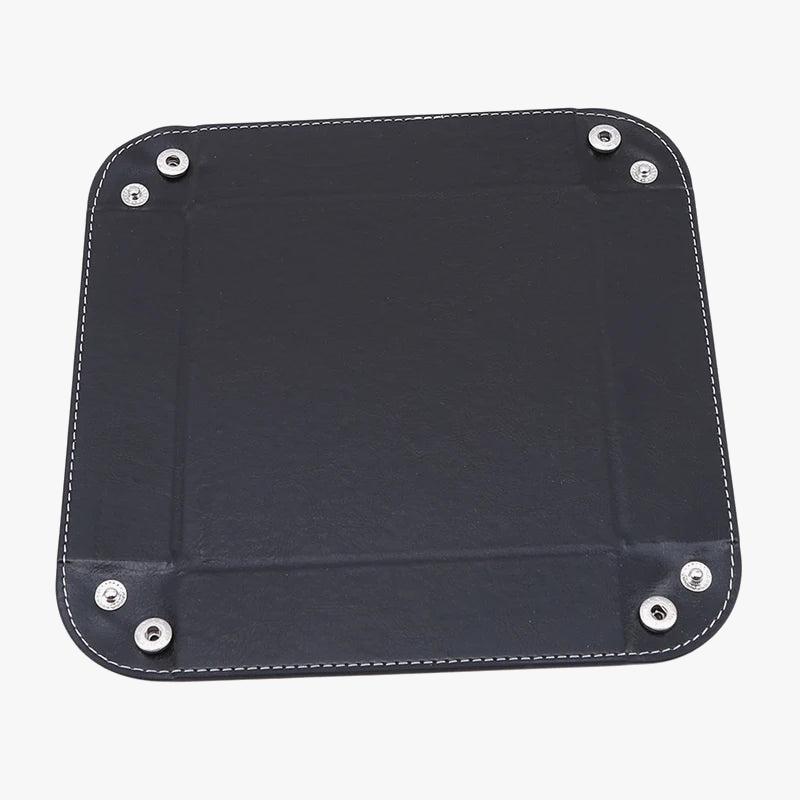 plateau pliable en cuir pour rangement divers et accessoires