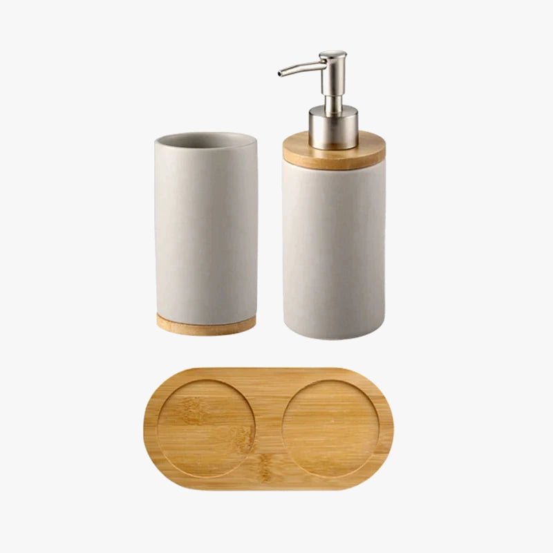 porte-brosse à dents en céramique style nordique avec base en bois