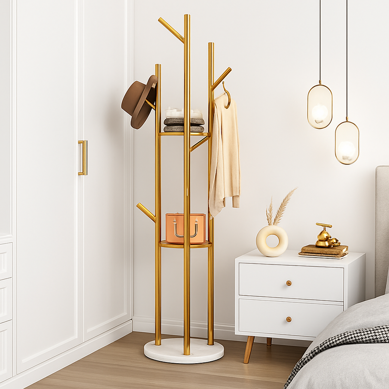 porte-manteau en marbre doré pour intérieur élégant et moderne