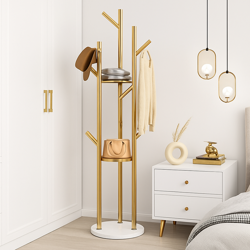 porte-manteau en marbre doré pour intérieur élégant et moderne