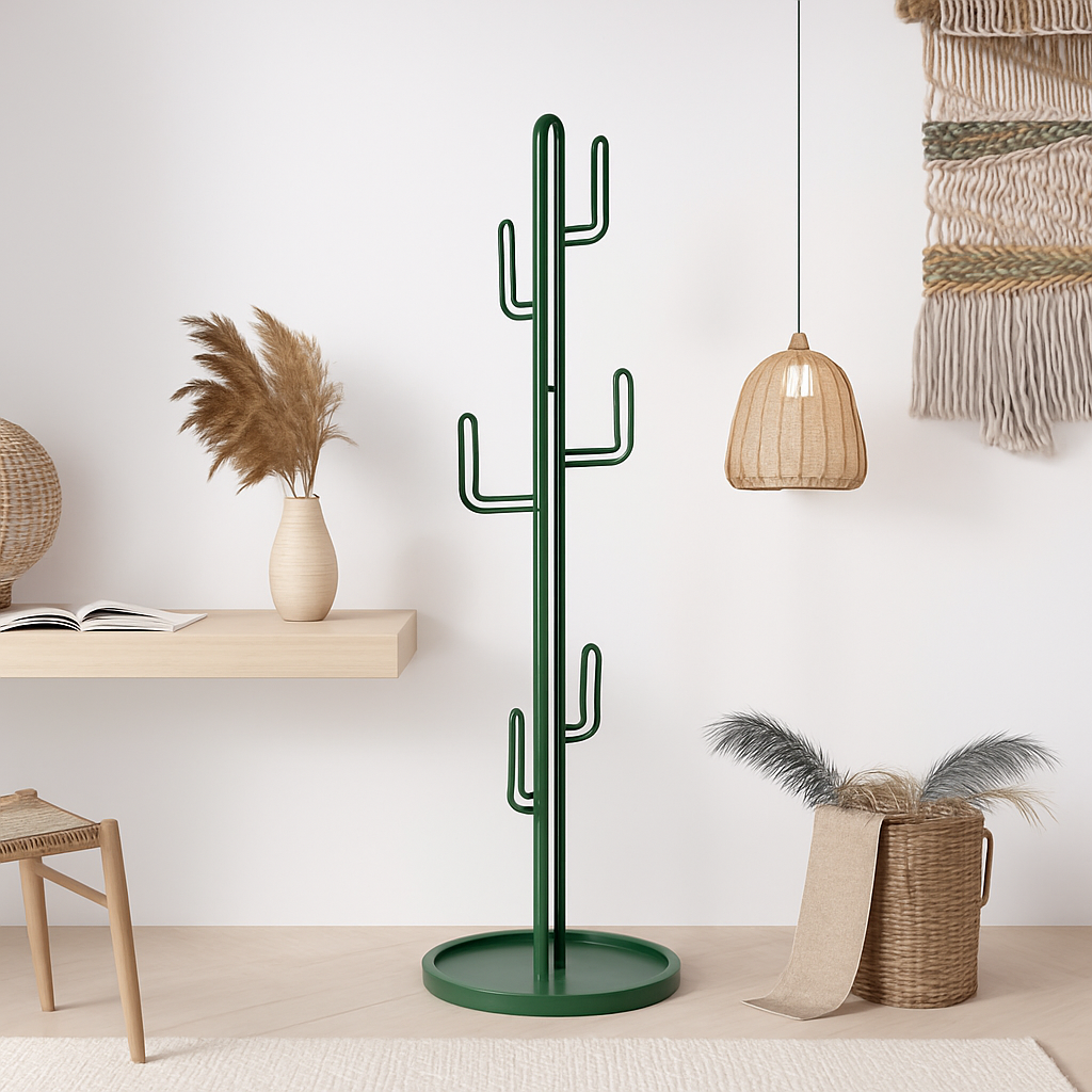 porte-manteau sur pied design moderne en forme de cactus - vue 2 sur 7