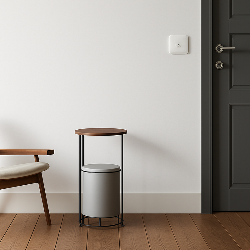 Prise électrique en acier gris clair brossé bords arrondis