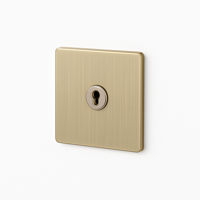 Prise électrique (Europe) en acier gris vieilli brossé bords arrondis