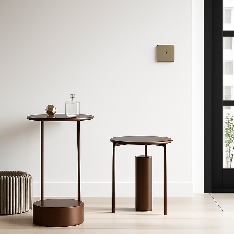 Prise électrique (Europe) en acier gris vieilli brossé bords arrondis