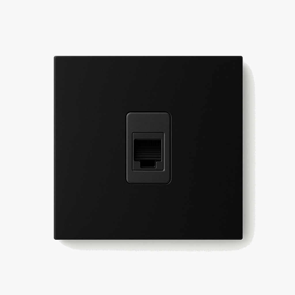 Prise RJ45 en acier noir mat