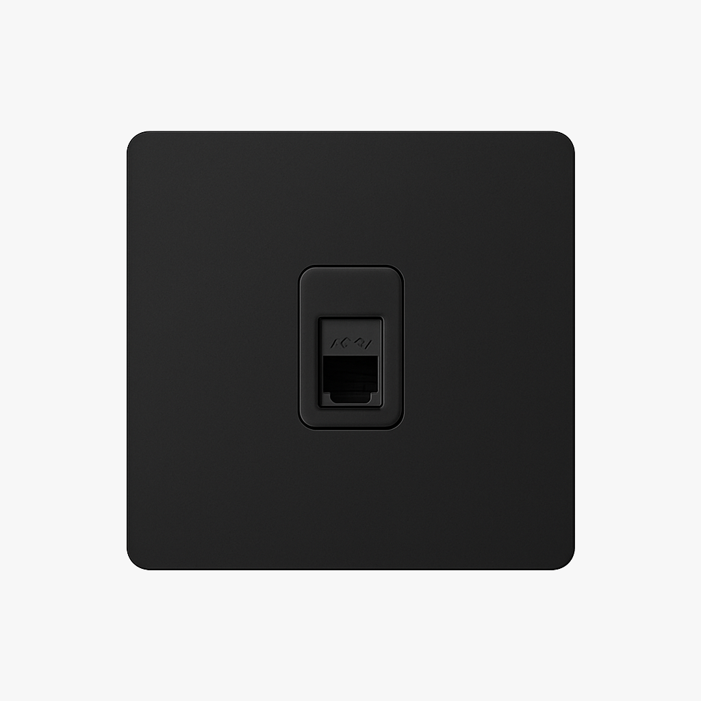 Prise RJ45 en acier noir mat
