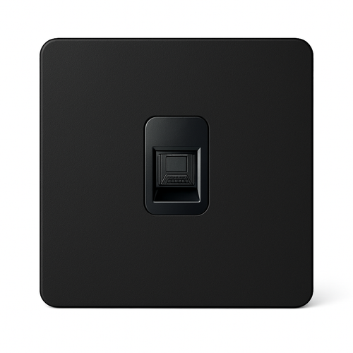 Prise RJ45 en acier noir mat bords arrondis