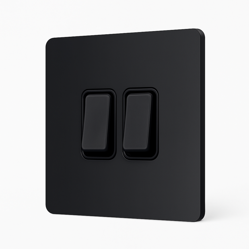 Prise RJ45 en métal noir mat bords arrondis