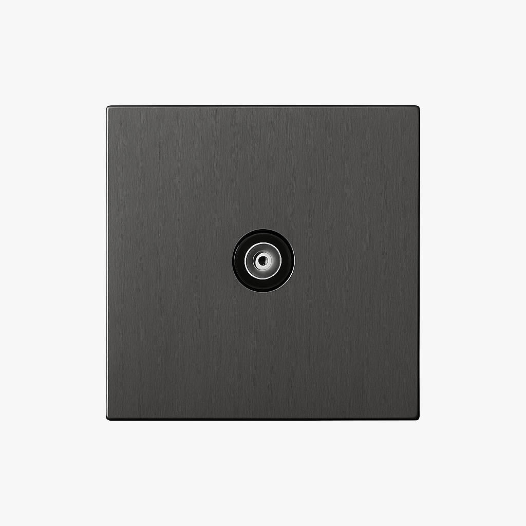 Prise TV en acier gris foncé brossé