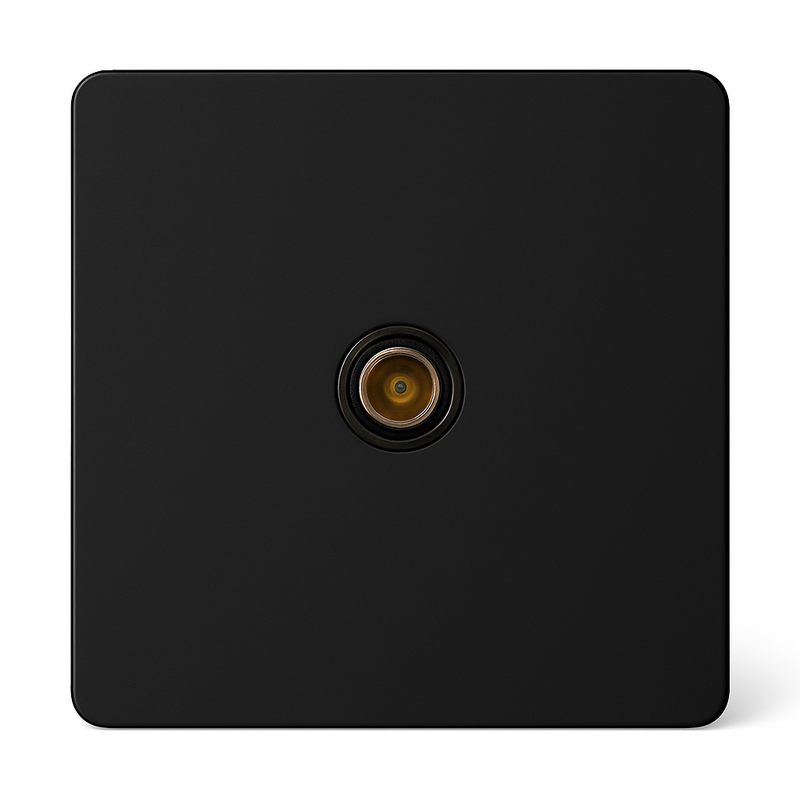 Prise TV en acier noir mat bords arrondis