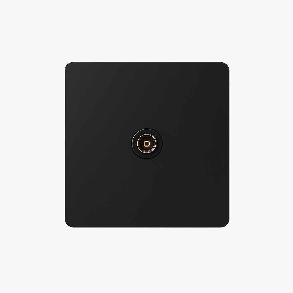 Prise TV en acier noir mat bords arrondis