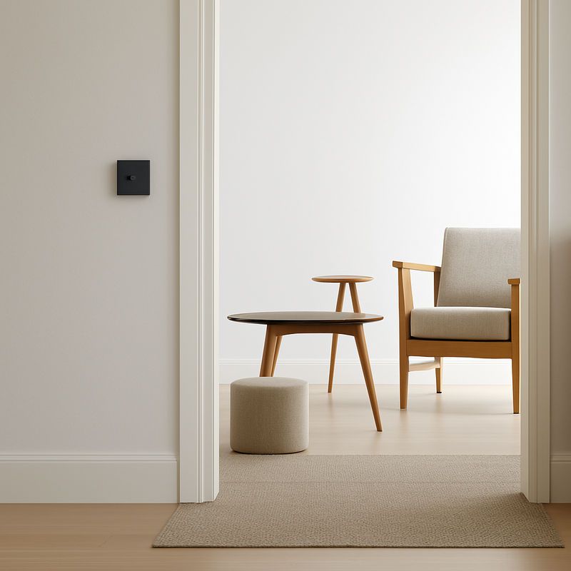 Prise TV et RJ45 en acier noir mat bords arrondis