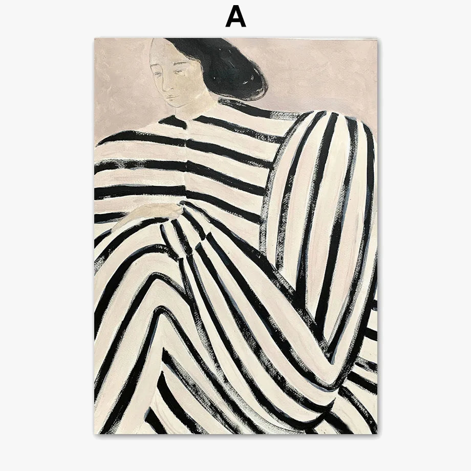 pyjama rayé femme géométrie feuille art mural rétro décoratif