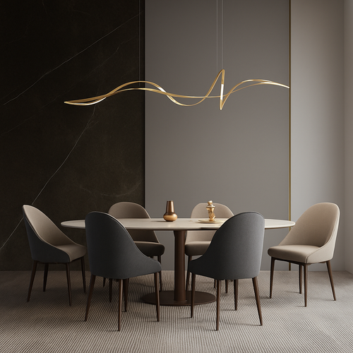 ruban forme Design salle à manger LED lustre en aluminium simplicité salon maison décoration intérieure éclairage de Table