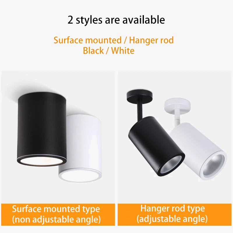 led spot monté en surface étanche avec tige de suspension