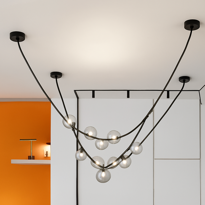 sandyha lustre led en cuir design suspension éclairage décoration