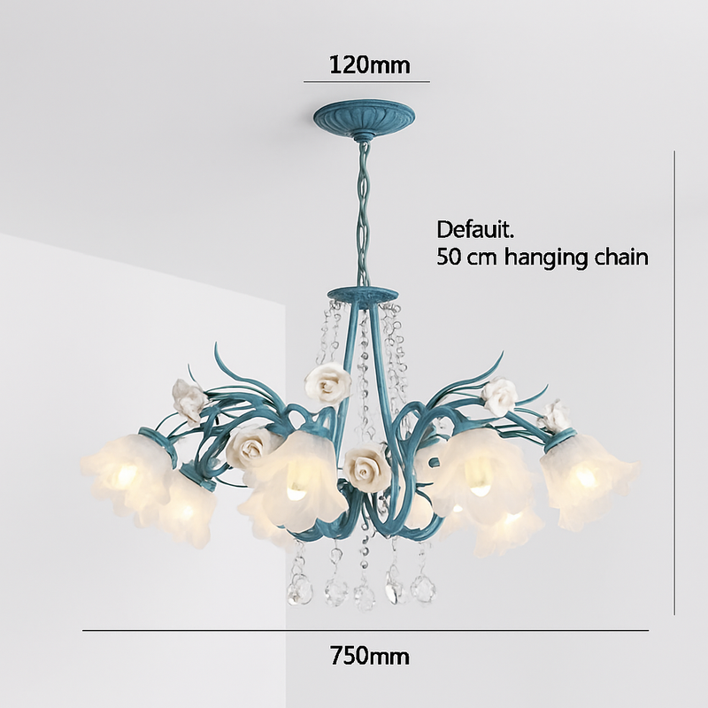SANDYHA moderne suspension lumières français pastorale fleurs verre cristal Lustre salon salle à manger décor à la maison Lustre Design Luxe