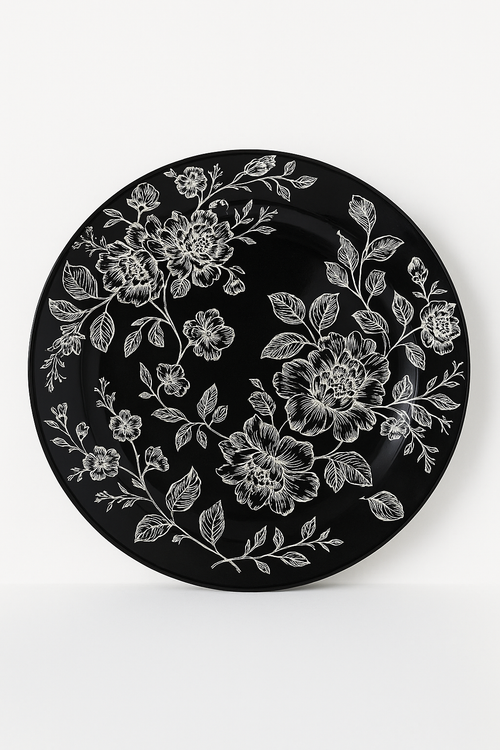 service assiettes ceramique style champetre fleurs vintage