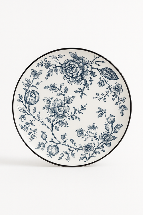 Service d assiettes ceramique motif floral style champetre