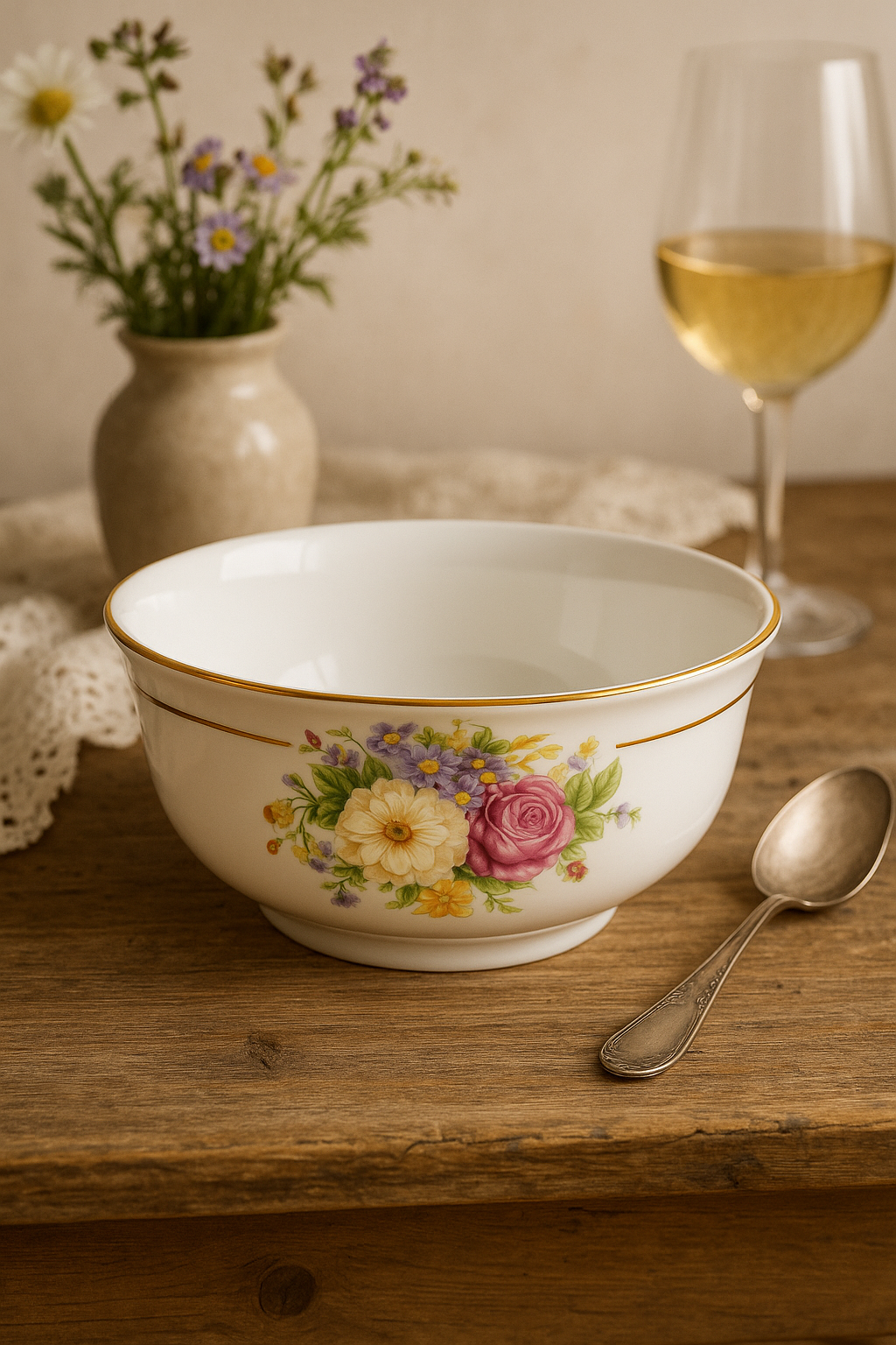 Service de table porcelaine fine floral personnalisable - vue 3 sur 3