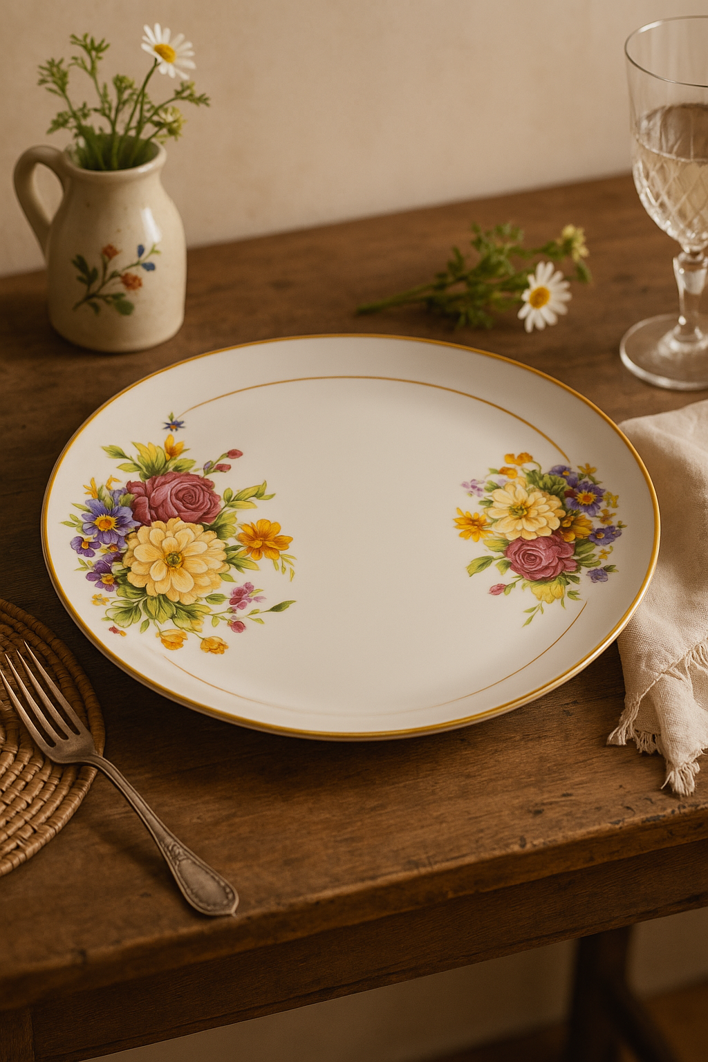 Service table porcelaine fine motif floral personnalisable occidental - vue 3 sur 3
