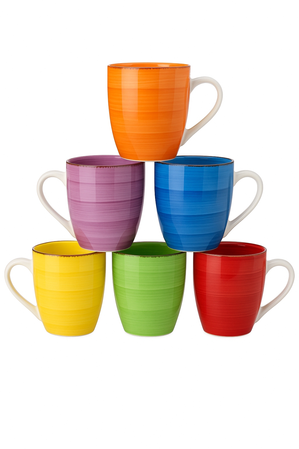 Service tasses grès motif artisanal grande capacité