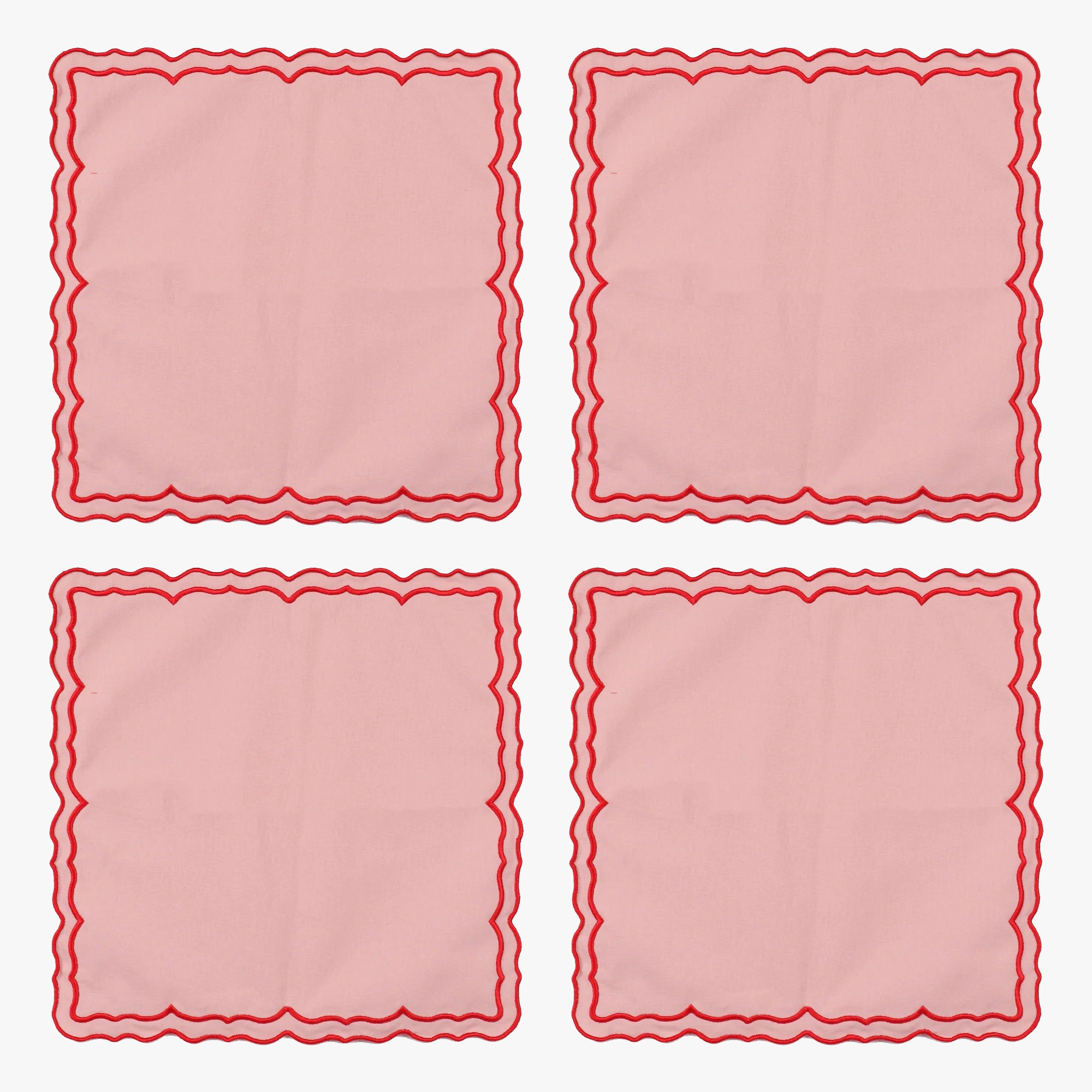 Serviette de table coton bord lotus brodé champêtre