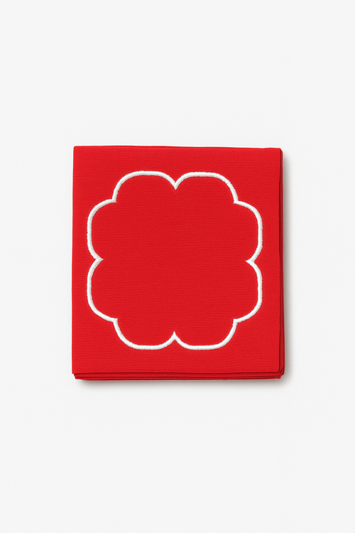 Serviette de table coton bord lotus brodé champêtre