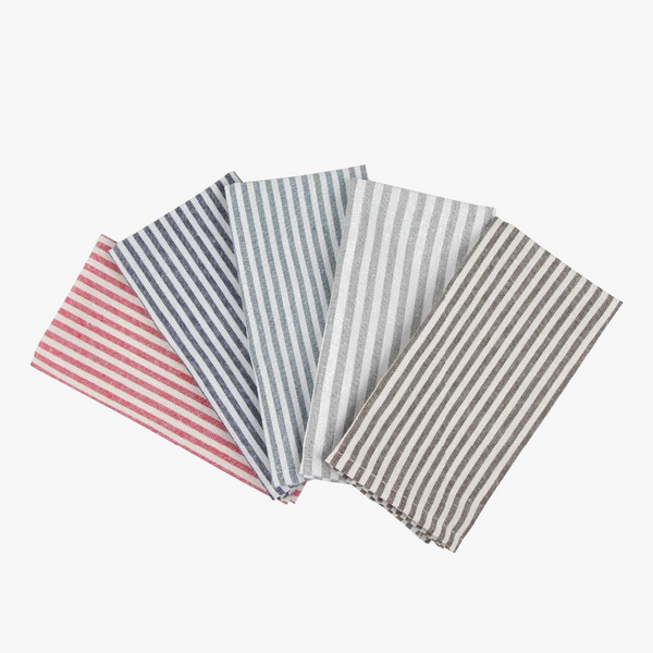 Serviette de table lin coton rayée lot 12