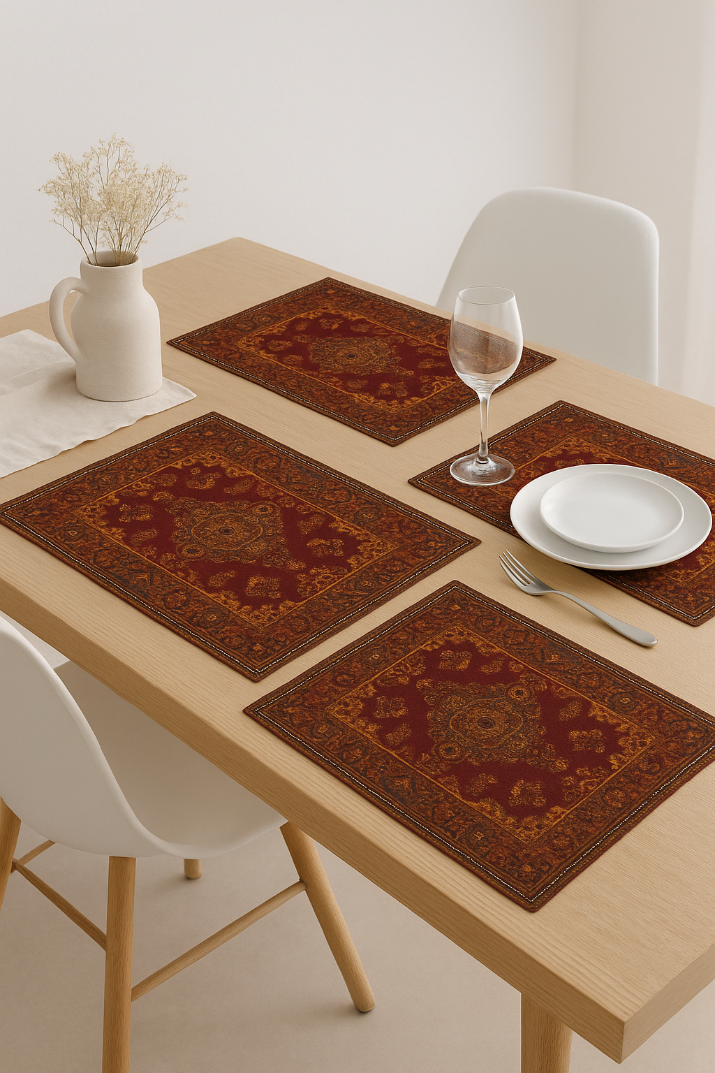 Set de table bohème en lin antidérapant lavable