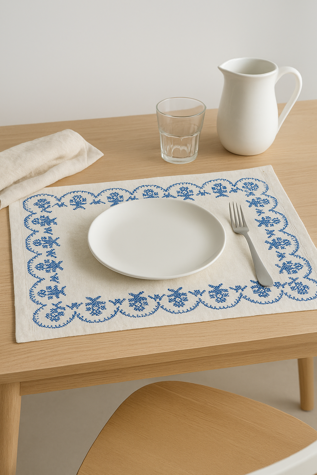 Set de table coton brodé rétro style champêtre - vue 3 sur 2