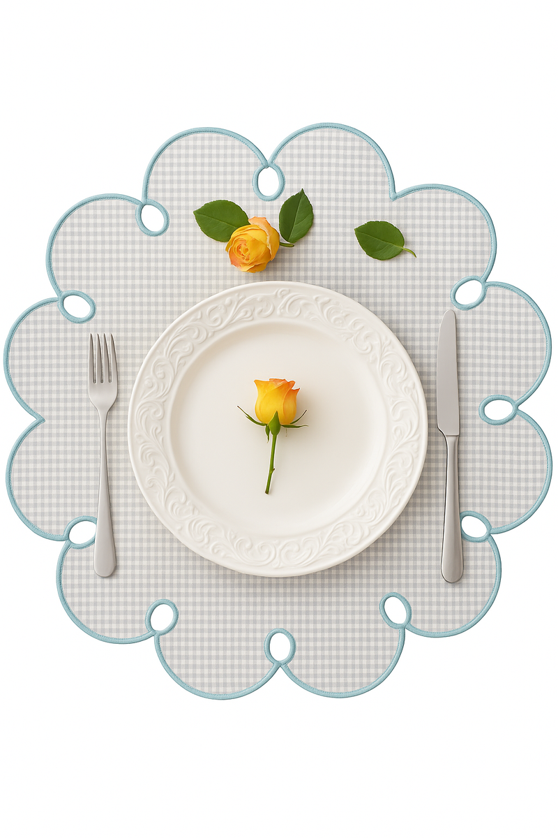 Set de table coton brodé style rétro romantique