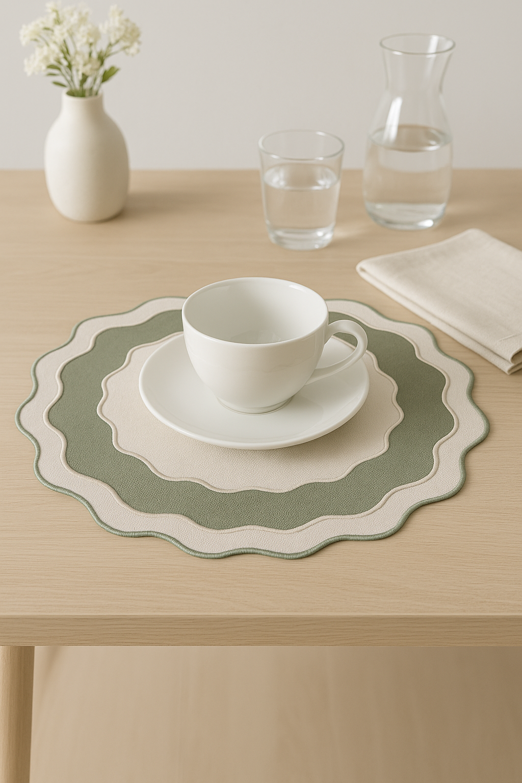 Set de table en lin brodé style classique - vue 3 sur 2
