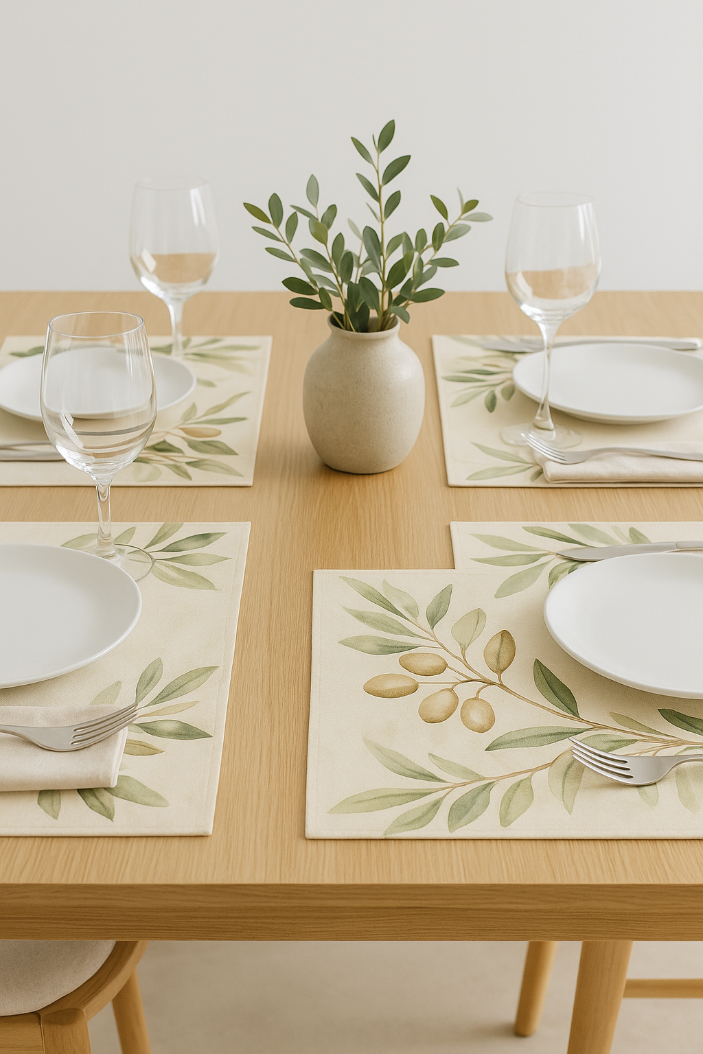 Set de table feuilles olivier style aquarelle lot - vue 3 sur 2