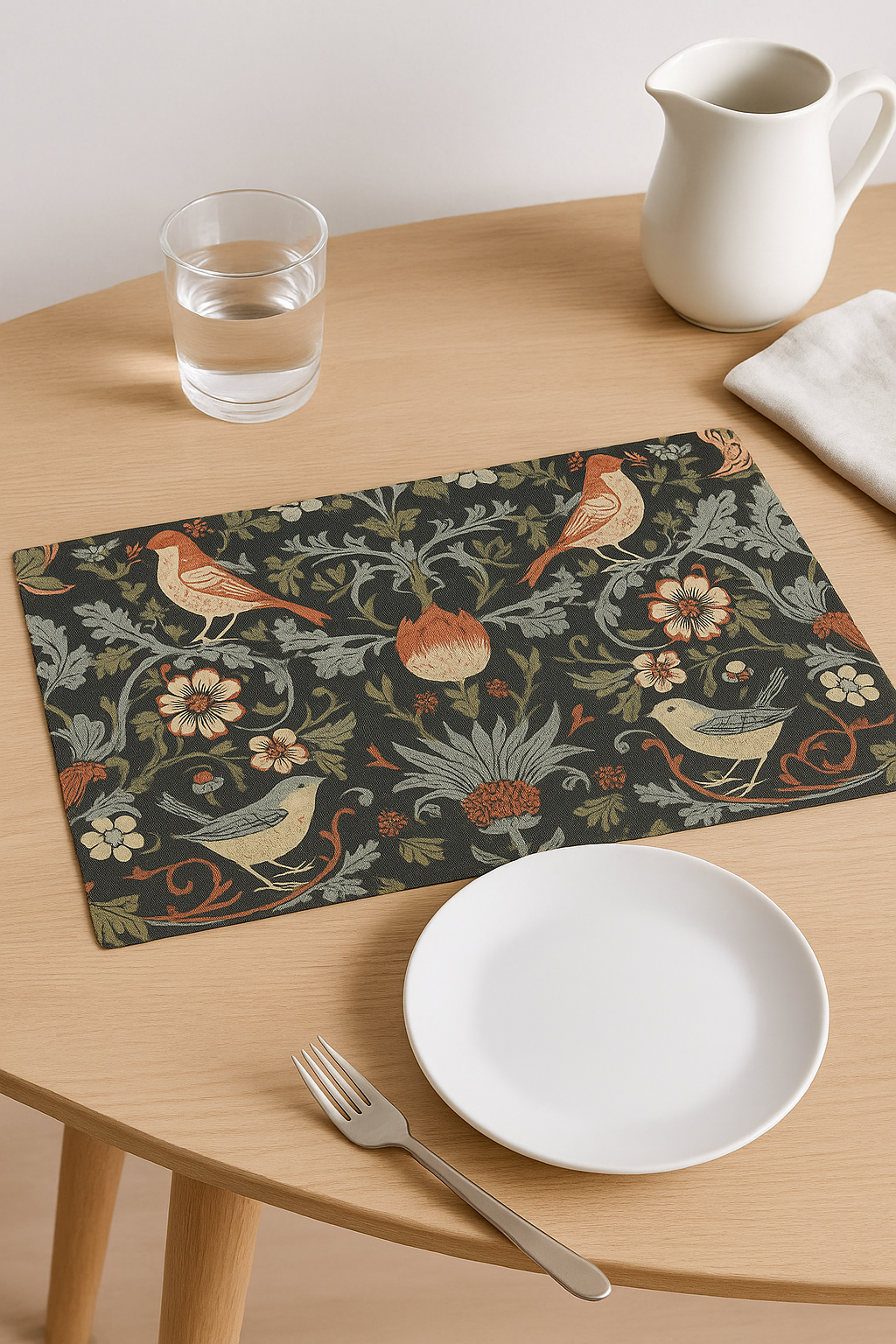 Set de table oiseaux style william morris vintage - vue 3 sur 2