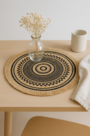 Set de table tissé bambou style champêtre pompons