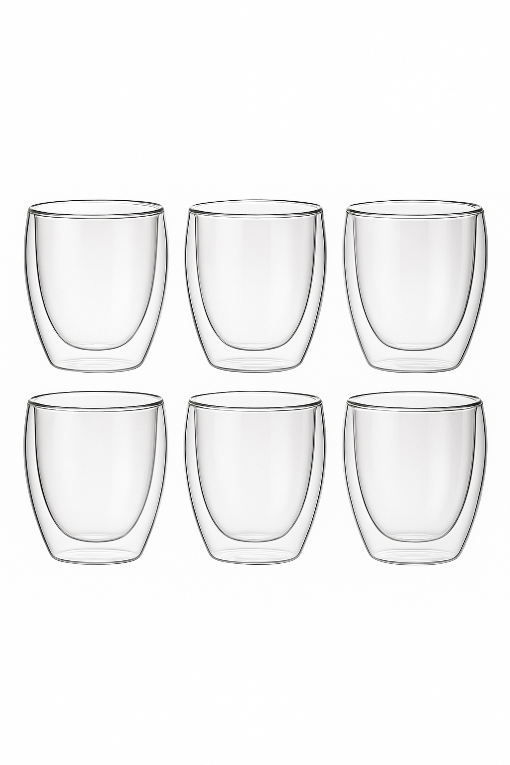 Set tasses expresso double paroi verre 80ml (lot de 6)
