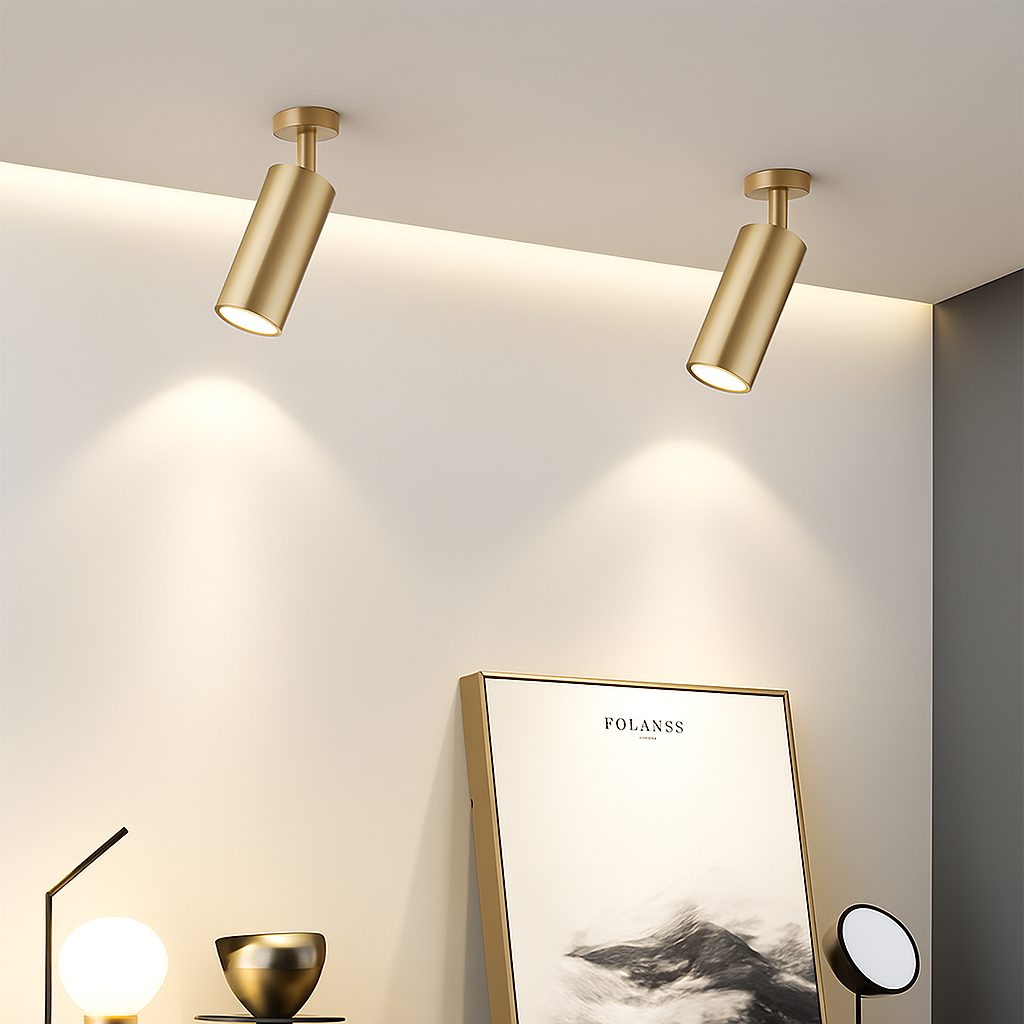 spot led en aluminium doré pour éclairage moderne intérieur